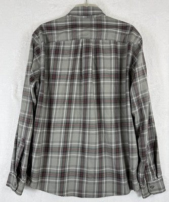 Eddie Bauer Shirt Mens Large Long Sleeve Gray Plaid Button Up