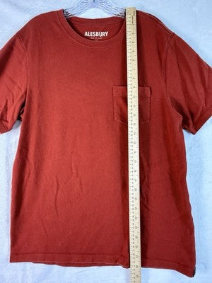 Alesbury Shirt Large Heavyweight Pocket Tee Short Sleeve Mens Red 100% Cotton