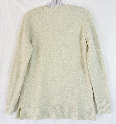 J Crew Sweater XS Womens Wool Blend Crew Neck Long Sleeve Top Ivory Gray