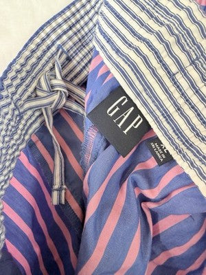 Gap Easy Wide Leg Pants XL Womens Organic Cotton Poplin Pull On Blue Stripe New