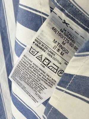 Gap Perfect Shirt Womens Medium Tall 80s Superfine Poplin Blue Striped Button Up