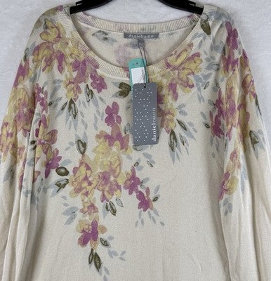 Daniel Rainn Sweater Large Top Floral Print Beige Stitch Fix Long Sleeve New NWT