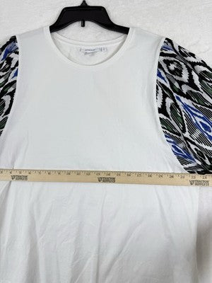 Chicos Tops Size 3 XL Women 40th Anniversary Top Shirt Knit Tee White Blue