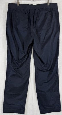 Talbots Easy Drawstring Pants 14W Navy Blue 100% Cotton Pull On Womens