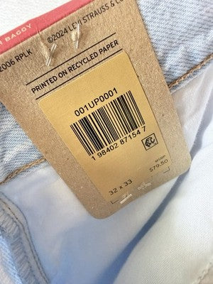 Levis Cinch Baggy Jeans 32 Womens Blue High Rise 32x33 Levi’s New *FlawRead