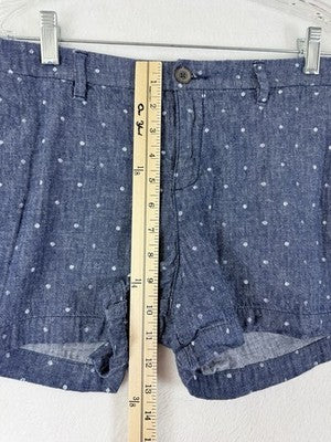 Old Navy Everyday Shorts 10 Women Linen Chambray Blue Polka Dot 3” Womens