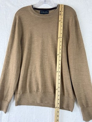 Brooks Brothers Italian Yarn Sweater Merino Wool Medium Mens Camel Beige