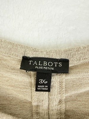 Talbots 3X Petite Tops Sweater Beige Elbow Sleeve Plus Size Womens 3XP