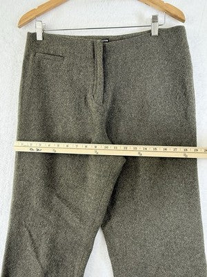 J Crew Pants 12 Petite High Rise Green Wool Tweed Straight Leg Lined Womens