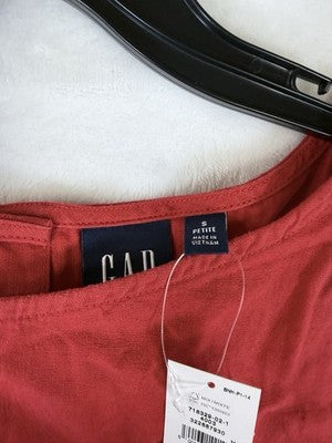 Gap Cropped Top Small Petite Linen Blend Crop Shell Tank Sleeveless Red New NWT