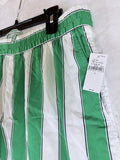 Gap Organic Cotton Boxer Shorts Large Green Striped Poplin Womens New