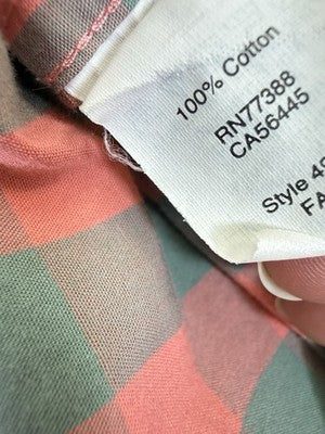 J Crew Shirt Mens Medium Orange Green Plaid Button Down Long Sleeve Cotton