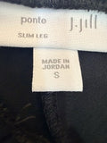 J Jill Ponte Slim Leg Pants Small Black Knit Stretch Womens