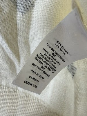 Talbots Cardigan Sweater 3X Ivory Button Front 3/4 Sleeve Cotton Blend