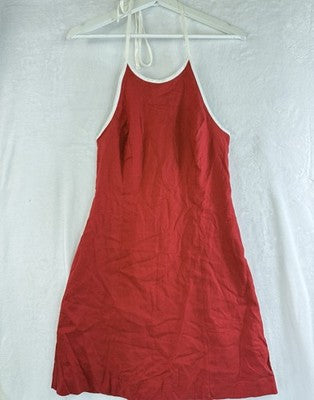 Gap Linen Blend Halter Mini Dress XS Women Red Tie Neck Short Sleeveless New NWT
