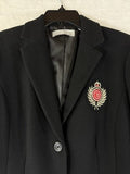 Liz Claiborne Blazer 6 Womens Black Wool Blend Logo Jacket