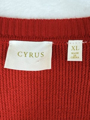 Cyrus Sweater XL Womens Red V Neck Long Sleeve Tops New NWT