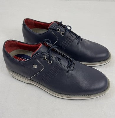 FootJoy DryJoys Golf Shoes 10.5 Men Premiere Series Flint Spikeless Blue Leather