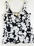 Swimsuits For All 22W Tankini Top Black White Floral Print Flowy Swim Womens 22