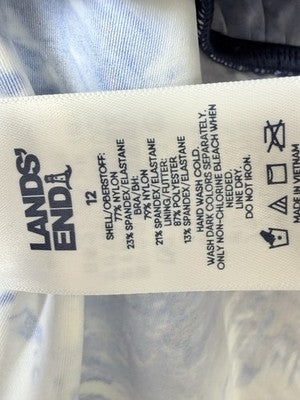 Lands End Tankini Top 12 Underwire Square Neck Rash Guard Swim Lot Blue