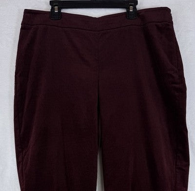 Talbots Velveteen Pants 10 Curvy Burgundy Side Zip Women’s