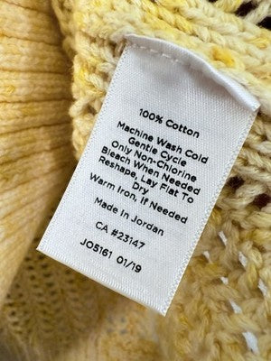 Talbots XS Sweater Open Stitch Yellow Long Sleeve 100% Cotton Womens
