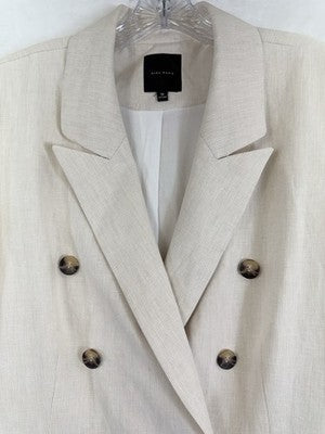 Alex Marie Blazer 18 Linen Blend Beige Womens Double Breasted Jacket