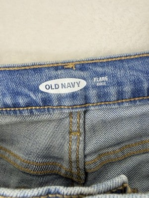 Old Navy Jeans 8 Crop Flare Blue Raw Hem Womens New