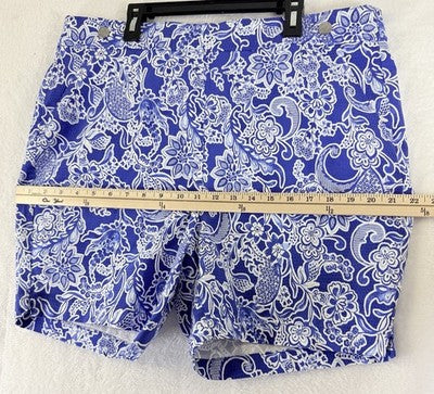 Rafaella Shorts 18 Blue Floral Print Pull On Bermuda 7”