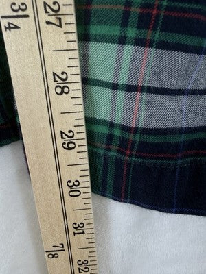 J Crew Flannel Pajama Pants Medium Mens Green Blue Plaid 100% Cotton PJ
