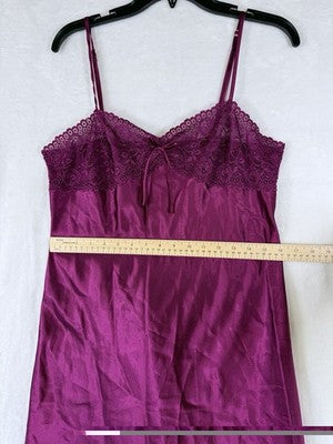 Morgan Taylor Intimates Medium Chemise Nightgown Purple Satin Womens