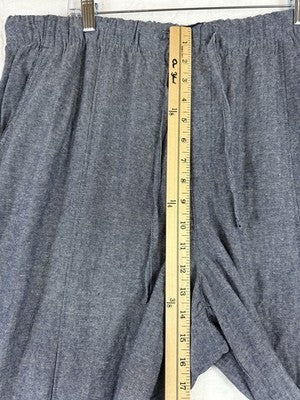 Gap Linen Blend Wide Leg Pants XL Womens Blue Pull On