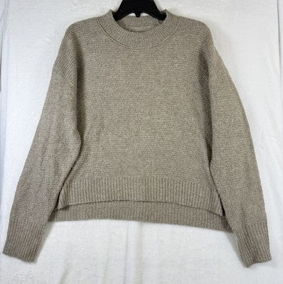 American Eagle Sweater Small Women Crew Neck Long Sleeve Boxy Pullover Beige