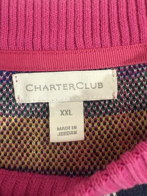 Charter Club XXL Pink Plaid Sweater Crew Neck Womens