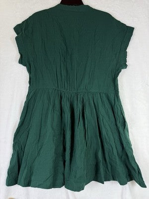 Gap Cotton Gauze Mini Shirtdress Large Women Green Short Sleeve New NWT