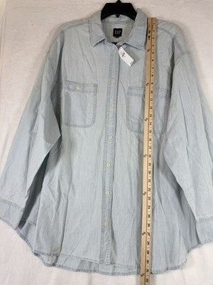 Gap Denim Big Shirt Womens XL Long Sleeve Chambray Light Blue Button Up New NWT