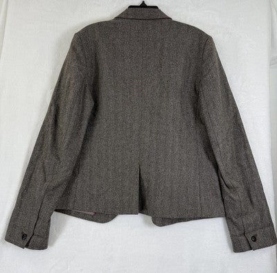 Gap Academy Blazer Womens 10 Brown Gray Herringbone Suit Jacket Pink Lining