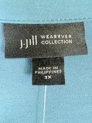 J Jill Wearever Blazer 3X Jacket Ponte Knit Stretch Blue Green Plus Size Womens