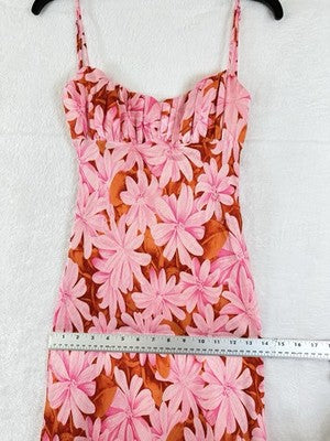 Saint Secrets Dress XS Maxi Sleeveless Pink Floral Twist Back