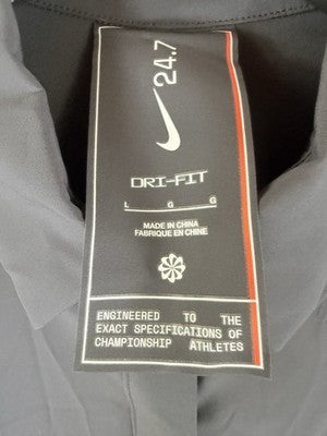 Nike 24.7 Perfect Stretch Shirt Large Women Long Sleeve Oversized Black Top NEW