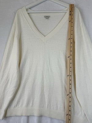 Talbots 3X Tops Sweater V Neck Ivory Pullover Womens Plus Size Long Sleeve
