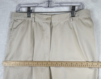 LL Bean Chino Pants Womens 16 Petite Original Fit Beige Khakis High Rise Cotton