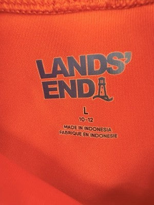 Lands End Rash Guard Boys Large Long Sleeve Swim Shirt Orange Tie Dye Kids