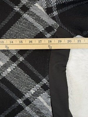 T By Talbots Jacket Medium Petite Fleeceback Black Plaid Full Zip Womens