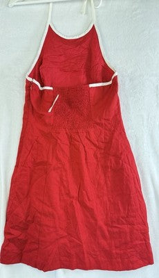 Gap Linen Blend Halter Mini Dress XS Women Red Tie Neck Short Sleeveless New NWT