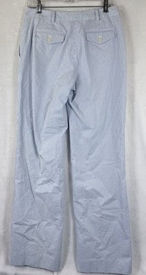 Brooks Brothers Seersucker Pants Womens 6 Caroline Fit Stretch Blue White New