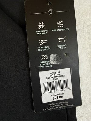 Walter Hagen Golf Shorts 44 Black Perfect 11 Mens 10” Big Tall New NWT