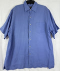 Lands End 100% Linen Shirt Men’s Medium Blue Short Sleeve Button Up