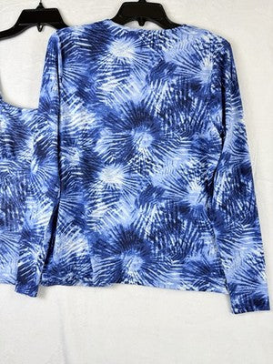 Lands End Tankini Top 12 Underwire Square Neck Rash Guard Swim Lot Blue