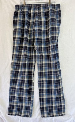 LL Bean Flannel Pajama Pants Large Tall Mens Blue Plaid